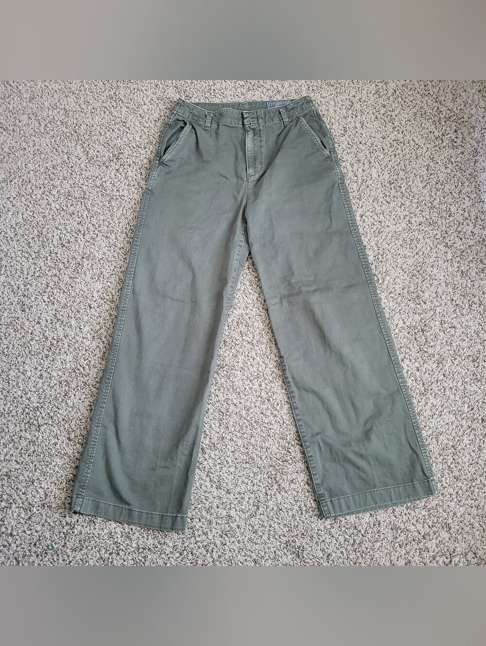 Gap Loose Khaki Pants Deep Depths Green Baggy Trousers Cotton Wide Leg 27 4